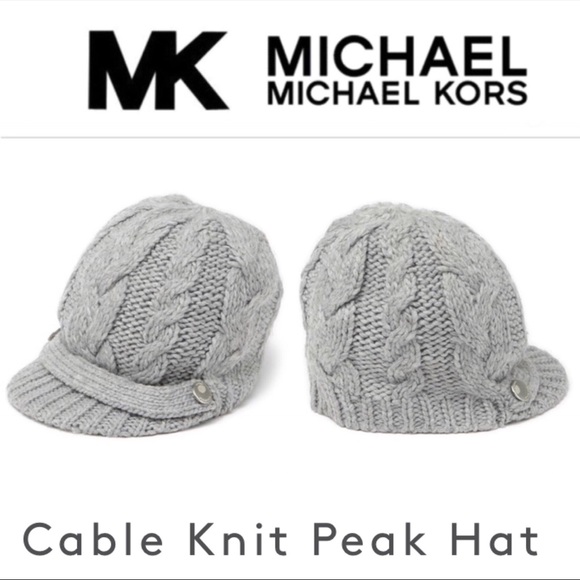 🆕🧢 Cable Knit Peak Hat Gray MK Michael Kors - Picture 3 of 5